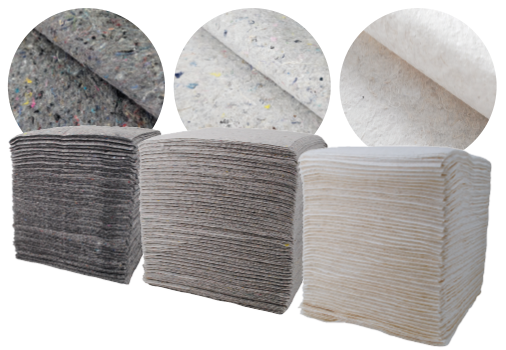 Vliestücher in verschiedenen Grautönen